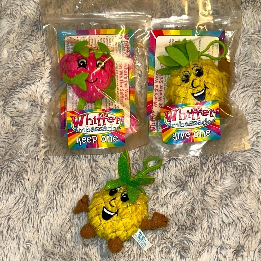 Whiffer Sniffers Ambassador Pineapple Strawberry Scented Plush Keychain Set 3pc